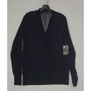 Vera Wang Knit Cardigan w/ Chiffon Back Detail Button Down 100% Cotton L NWT
